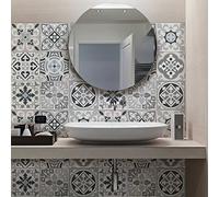 RE-COVERTILES - Stickers Carrelage Cuisine et Bain Carreaux Adhésifs en PVC Imperméables Anti-rayures Autocollants Décoratifs Mur Peel and Stick - Modèle 12 Pcs 15x15 cm PS00094 Made in Italy