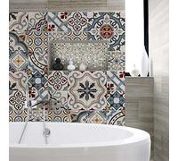 RE-COVERTILES - Stickers Carrelage Cuisine et Bain Carreaux Adhésifs en PVC Imperméables Anti-rayures Autocollants Décoratifs Mur Peel and Stick - Modèle 12 Pcs 15x15 cm PS00171 Made in Italy
