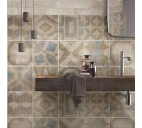 RE-COVERTILES - Stickers Carrelage Cuisine et Bain Carreaux Adhésifs en PVC Imperméables Anti-rayures Autocollants Décoratifs Mur Peel and Stick - Modèle 24 Pcs 10x10 cm PS00172 Made in Italy