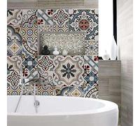 RE-COVERTILES - Stickers Carrelage Cuisine et Bain Carreaux Adhésifs en PVC Imperméables Anti-rayures Autocollants Décoratifs Mur Peel and Stick - Modèle 24 Pcs 10x10 cm PS00171 Made in Italy