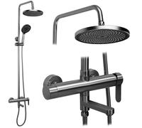 Rea Arcos ensemble de douche mural avec douche pluie graphite REA-P8929