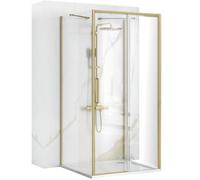 Rea Box Douche à Paroi Rapid Slide Brush Gold 100x90 Cabine de Douche sans bac à douche en verre de sécurité trempé Transparent 6mm (Or brossé) porte: 100 paroi: 90 cm