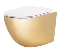 Rea Carlo Mini cuvette de wc suspendue blanc-doré brillant REA-C6808