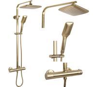 Rea Colonne de douche encastrable Tom Brush Système de douche en laiton doré pour salle de bain (Or brossé)
