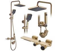 Rea Sanitär Colonne de douche HELIX – système de douche en laiton Or brossé 38×30×114,5 cm