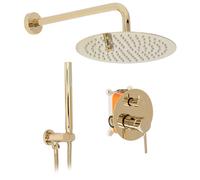 Rea Colonne De Douche Lungo L. Or + BOX, Ensemble De Douche, Système De Douche En Laiton Pour Salle De Bain, Couleur Or, Avec Douchette