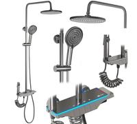 Rea Colonne de douche Savio Led Titanium Système de Douche en Laiton Pour Salle de Bain (Titanium)