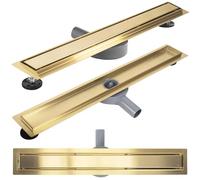 Rea Drain linéaire Neox pro Brush Gold 70 Caniveau de Douche en Acier Inoxydable Siphon Sol d'évacuation pour Salle de Bain Drain De Plancher Douche (Or brossé)