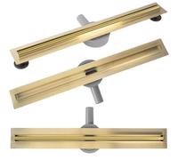 Rea Drain linéaire Neox Slim pro Gold 60 Caniveau de Douche en Acier Inoxydable Siphon Sol d'évacuation pour Salle de Bain Drain De Plancher Douche (Or)