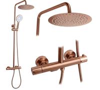 Rea - Ensemble de douche avec thermostat Drop cuivre brossé - 33 x 15 x 120,5 cm