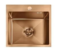 Rea - Évier En Acier - Leo 40 Avec Robinet de Cuisine - Metallo - Rame Spazzolato - 40x45x18,5 cm