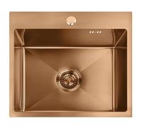 Rea - Évier En Acier - Leo 50 Avec Robinet de Cuisine - Metallo - Rame Spazzolato - 50x45x18,5 cm