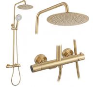 Rea Kit De Douche Avec Thermostat Drop Brush Gold
