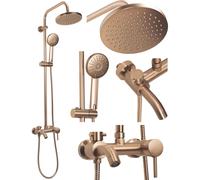 Rea Luis kit baignoire-douche mural avec douche pluie cuivre REA-P7156