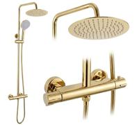 Rea Lungo ensemble de douche mural avec thermostat avec douche pluie doré REA-P6732