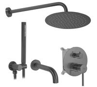 Rea Lungo kit baignoire-douche encastré avec douche pluie graphite REA-P6380