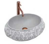 Rea Mika lavabo 50x38 cm ovale à poser gris/pierre-marron/beige mat REA-U0633
