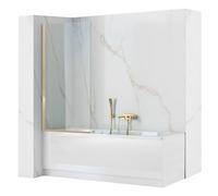 Rea Pare-baignoire Elegant Gold 80 x 140 cm écran paroi de baignoire sur le mur, verre de sécurité 5 mm (Finition des profils: Or clair)