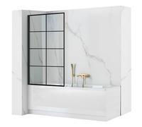 Rea Pare-baignoire Lagos-1 Fix Black 70 x 140 cm écran paroi de baignoire sur le mur, verre de sécurité 5 mm (Finition des profils: Noir)