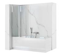 Rea Pare-baignoire pliant Agat-2 100 x 140 cm écran paroi de baignoire sur le mur, verre de sécurité 5 mm (Finition des profils: Chrome)