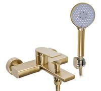 Rea ROBINET DE BAIGNOIRE VERSO BRUSH GOLD Mitigeur Baignoire avec Douchette en Laiton pour Salle de Bain Chaude et Froide Réglable (Or)