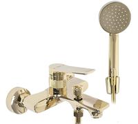 Rea Robinet de baignoire Viral Gold Mitigeur Baignoire avec Douchette en Laiton pour Salle de Bain Chaude et Froide Réglable (Or)