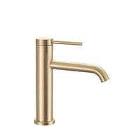 Rea ROBINET DE LAVABO CLIF BRUSH GOLD LOW Mitigeur Salle de Bain en Laiton Monocommande Chaude et Froide Réglable Robinet de Lavage à la Main (doré)