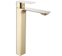 Rea ROBINET DE LAVABO URBAN GOLD HAUT Mitigeur Salle de Bain en Laiton Monocommande Chaude et Froide Réglable Robinet de Lavage à la Main (or clair)