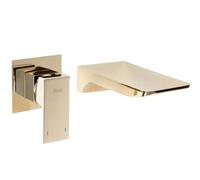 REA Robinet de salle de bain encastré en laiton doré | Mitigeur mural pour lavabo de salle de bain | Mitigeur monocommande design moderne