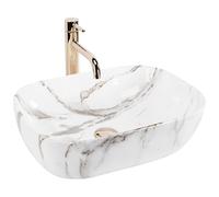Rea Sanitär Vasque à poser Belinda AIAX – Céramique 460×320×125 mm – Beige (effet marbre)