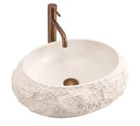 Rea Mika lavabo 50x38 cm ovale à poser gris/pierre-marron/beige mat REA-U7347