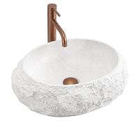 Rea Mika lavabo 50x38 cm ovale à poser blanc-gris/pierre mat REA-U7350