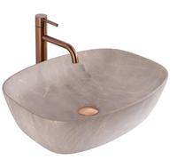 LAVABO FREJA VASQUE CERAMIQUE BEIGE STONE PIERRE IMITATION MODERNE REA