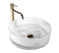 Rea Vasque à poser Ingrid Transparent Lavabo Salle de Bain 400 x 400 x 130 mm en Céramique (transparent)