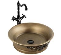 Rea Vasque à poser Lavabo de salle de bain 435 x 435 x 130 mm en céramique (cuivre brossé)