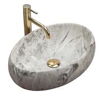 Rea VASQUE À POSER LINDA STONE Lavabo Salle de Bain 485 x 340 x 145 mm en Céramique (Marron, imitation de pierre)