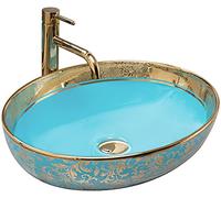 Rea VASQUE À POSER Margot Gold/Blue Lavabo Salle de Bain 520 x 400 x 135 mm en Céramique (or)