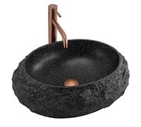 Rea Mika lavabo 50x38 cm ovale à poser noir-gris/pierre mat REA-U4333