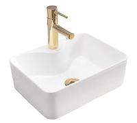 Rea Vasque À Poser Mini, Pour Salle De Bain, Idéale Comme Lavabo Pour Lave-Main Pour Wc, À Poser Sur Le Comptoir, 30 x 40 cm, Blanche, Rectangulaire, Haute Brillance