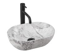 Rea Vasque à poser MINI STONE MATT Lavabo salle de bain 380 x 260 x 120 mm en céramique (imitation pierre)