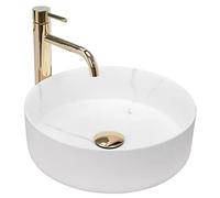 Rea VASQUE À POSER Sami Marble Mat Lavabo Salle de Bain 360 x 360 x 115 mm en Céramique (blanc)