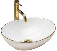Rea VASQUE À POSER Sofia Gold Edge Lavabo Salle de Bain 410 x 345 x 150 mm en Céramique (blanc)