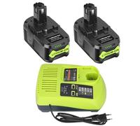 REACELL 2X 5,5Ah P108 Batterie + 3A Chargeur P117 Compatible pour Ryobi 18V | Remplacement pour ryobi one+ batterie P107 P105 RB18L40 RB18L50,avec Indicateur LED, 3A Chargeur 12V-18V pour ryobi