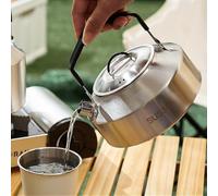 ReachMall Bouilloire de camping en acier inoxydable 304 de grande capacité, résistante à la rouille, pot à café portable pour randonnée, pique-nique, thé
