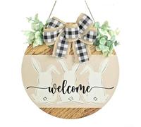 ReachMall Découpes en bois brut pour loisirs créatifs de Pâques, fournitures de fête, lapin, œuf de poule, décoration à suspendre de style rustique naturel, 32 x 30 cm (beige)