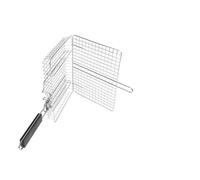 ReachMall Gril carré pliable en acier inoxydable, panier de 3,6 cm de profondeur avec poignée de verrouillage, pour barbecue extérieur, poisson, viande