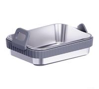 ReachMall Poêle à frire à air comprimé en acier inoxydable avec couvercle et grille - Poignée en silicone antidérapante - Plateau sulfurisé pour rôtir et cuire - Compatible avec les fours à convection