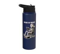 Read In Peace Book Lover Bookworm Squelette Funny Book Lover Lover Stainless Steel Insulated Water Bottle