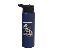 Read In Peace Squelette Reading Book Lover Funny Bookworm Stainless Steel Insulated Water Bottle
