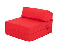 Ready Steady Bed Chaise Pliante Z-Fold Confortable | Canapé-lit Futon léger | Housse Souple et résistante à l'eau | Matelas Zbed de Conception Ergonomique (Rouge)